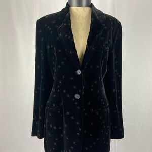 EmporioArmani Elegant Black Velvet Women's Blazer with Gold Star Accents